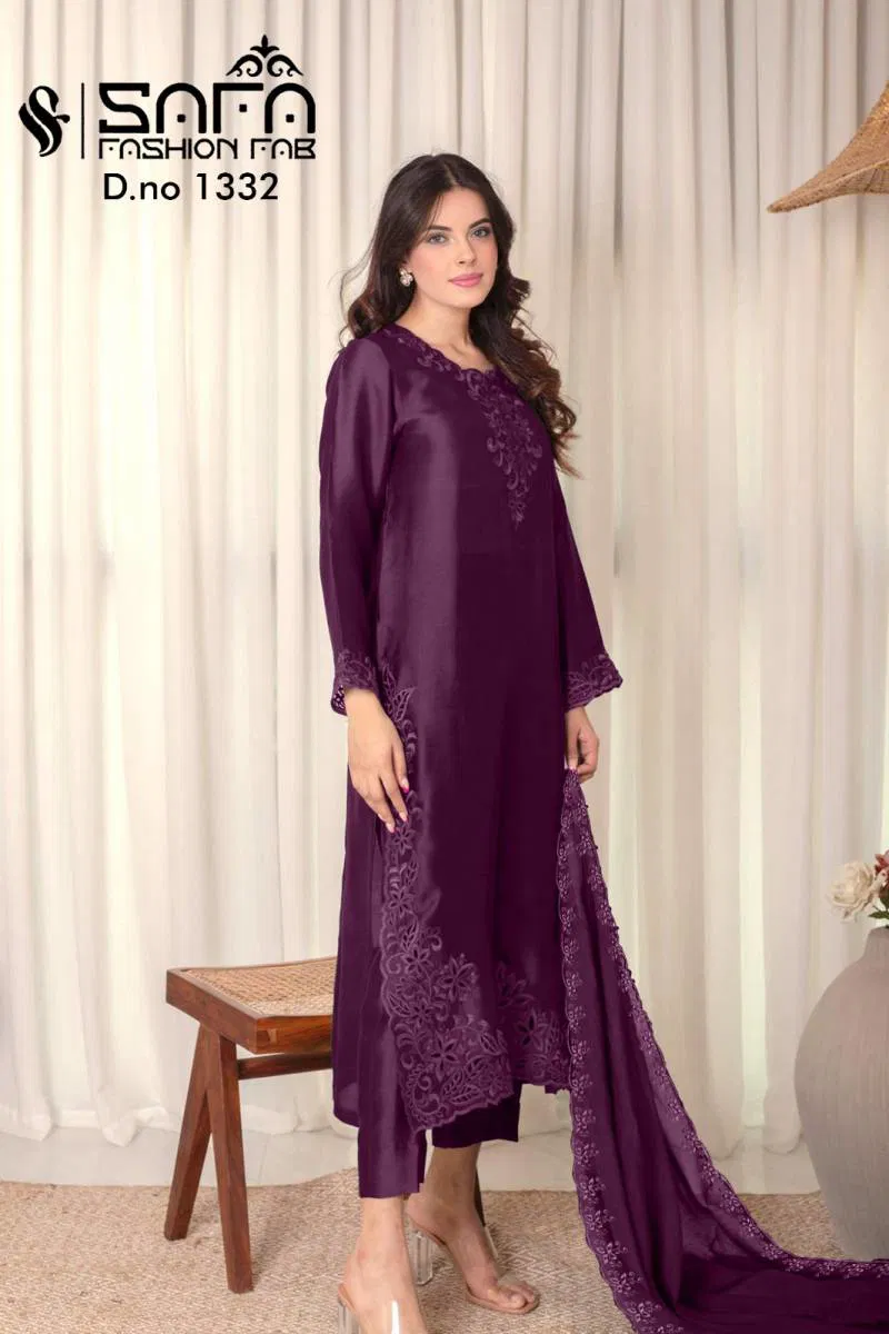 Safa Fashion Fab 1332 Cotton Blanded Pakistani Ready Made Suit Best Wholesale Shop In Surat