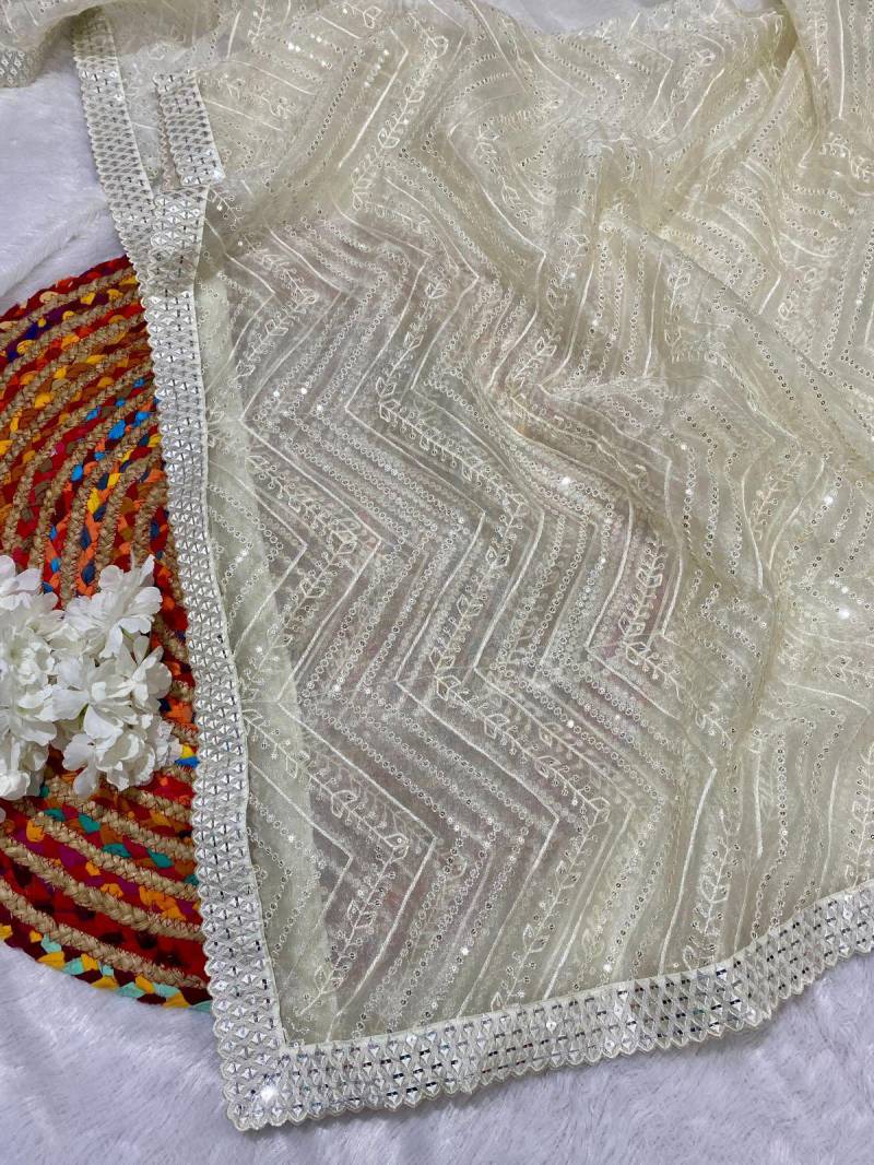 Vt 6030 T Organza Sequence Thread Work Saree Wholesale Suppliers In Mumbai