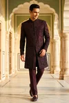 Maroon Outluk Vol 144 Designer Heavy Armani Mens Indo Western 14403 