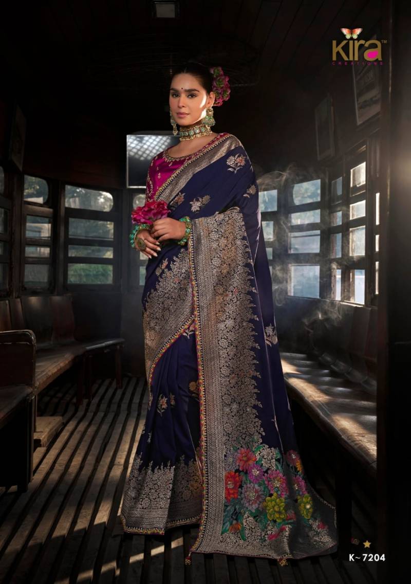 Krisha By Kira Viscous Silk Designer Wear Saree Surat Wholesale Market