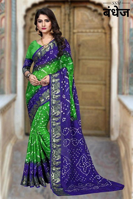 Ssm Dolly Latest Fancy Designer Bandhani Art Silk Bandhej Saree Collection
