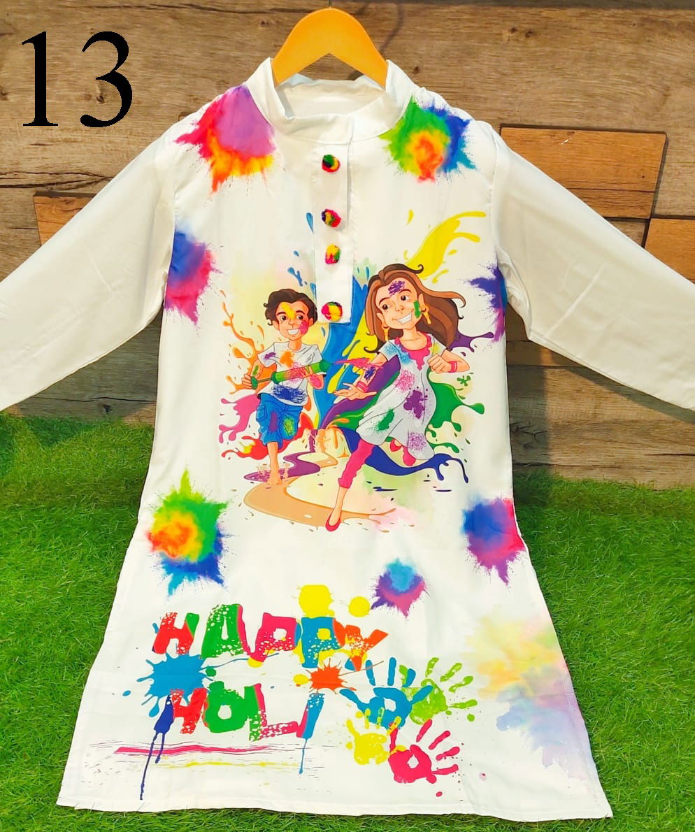 Holi Special 1 Silk Digital Printed Holli Special Kurti Collection