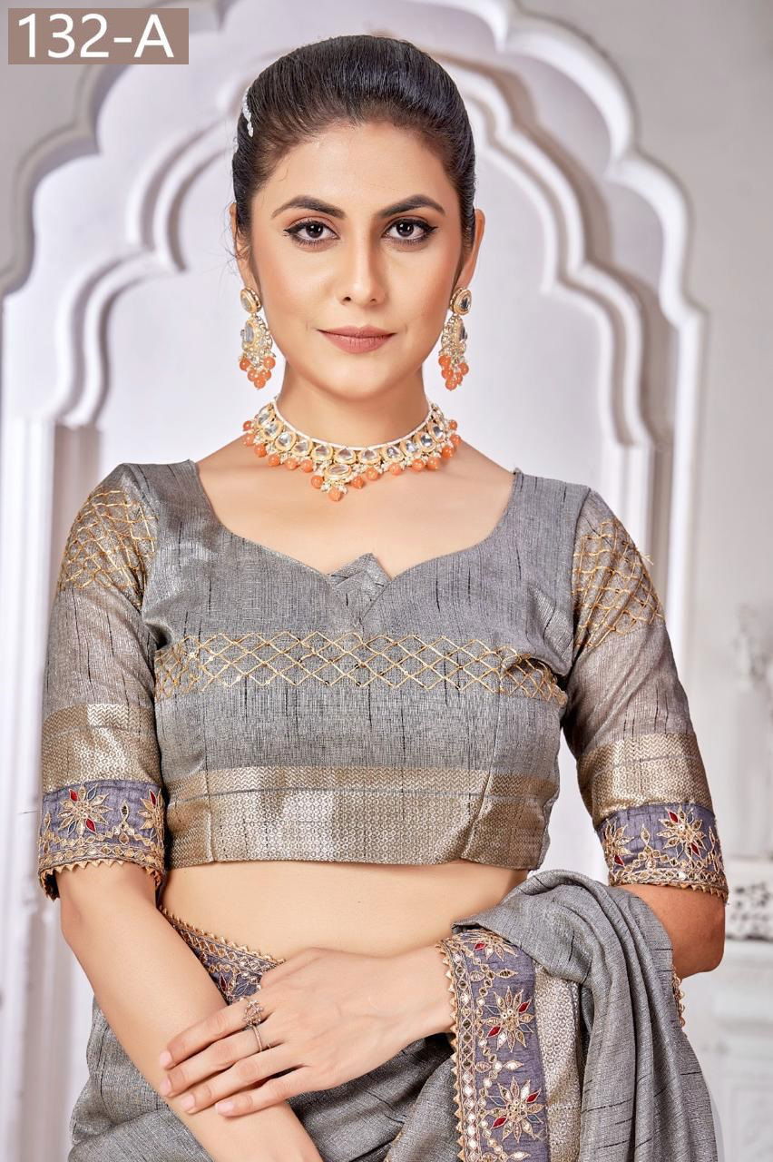 Sumitra 132 A To 132 E Top Dayed Work Saree Wholesale Shop  In India