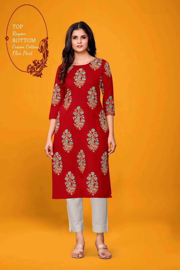 Dream Girl 4 Exclusive Designer Casual Wear Rayon Kurti With Pant  Collection