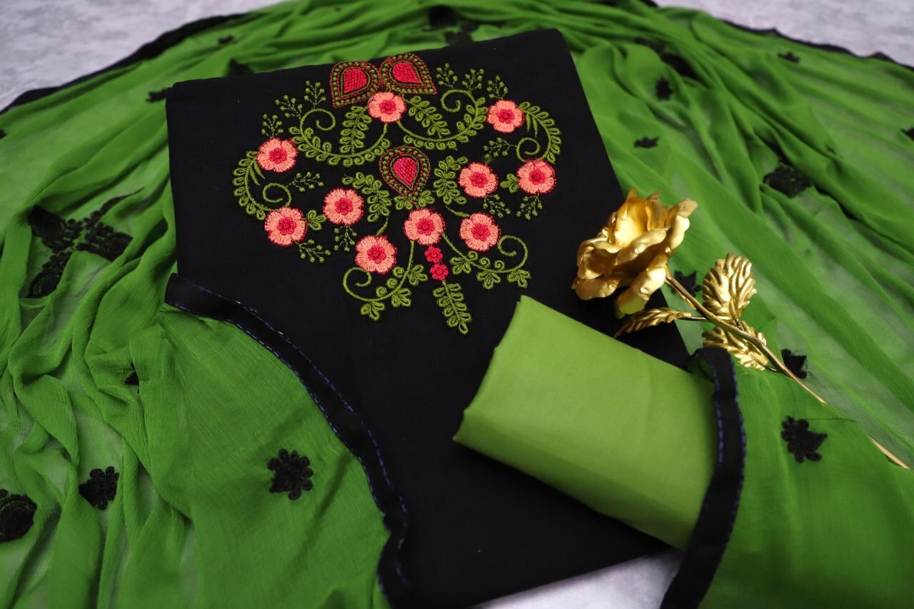 Maahi South Cotton Slub With Embroidery Work And Najmeen Embroifery Work Dupatta Dress Mterial OR Ready Made Collection