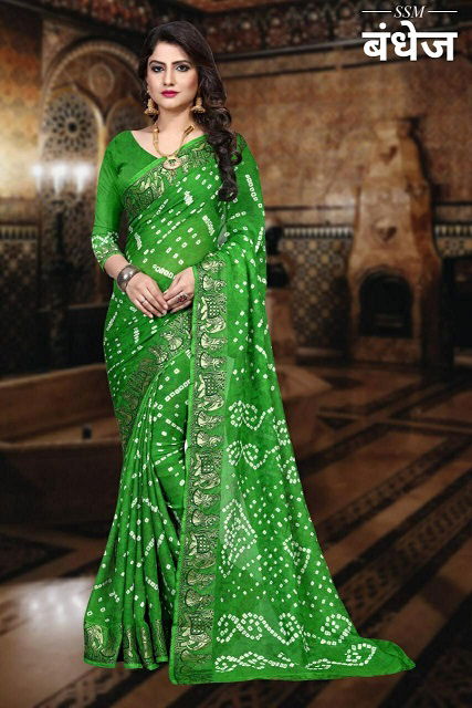 Ssm Dolly Latest Fancy Designer Bandhani Art Silk Bandhej Saree Collection
