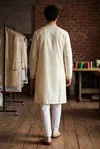 White Color Outluk Wedding Vol 46 Silk Embroidered Pintex Work Kurta With Pajama Manufacturers 4603