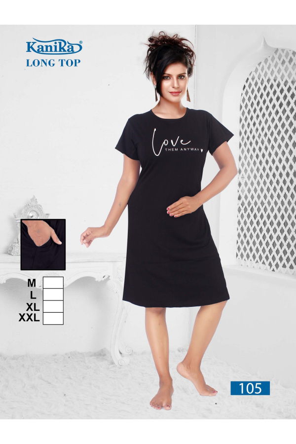 Kanika Long Top 101 To 110 Hosiery cotton Night Suits Collection
