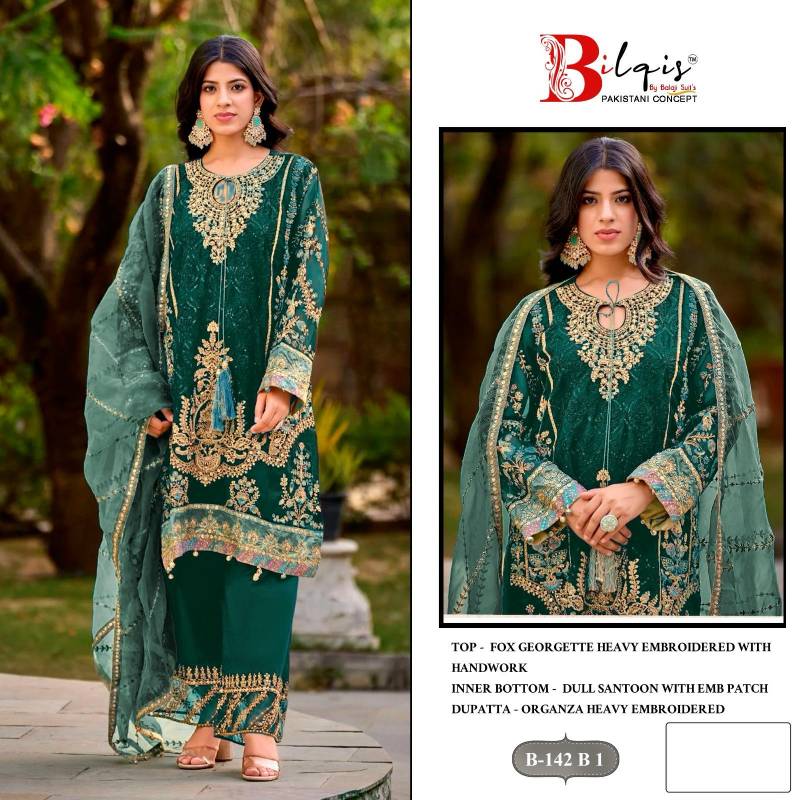 Bilqis B 142 A1 To D1 Georgette Pakistani Salwar Suit Wholesale Price In Surat
