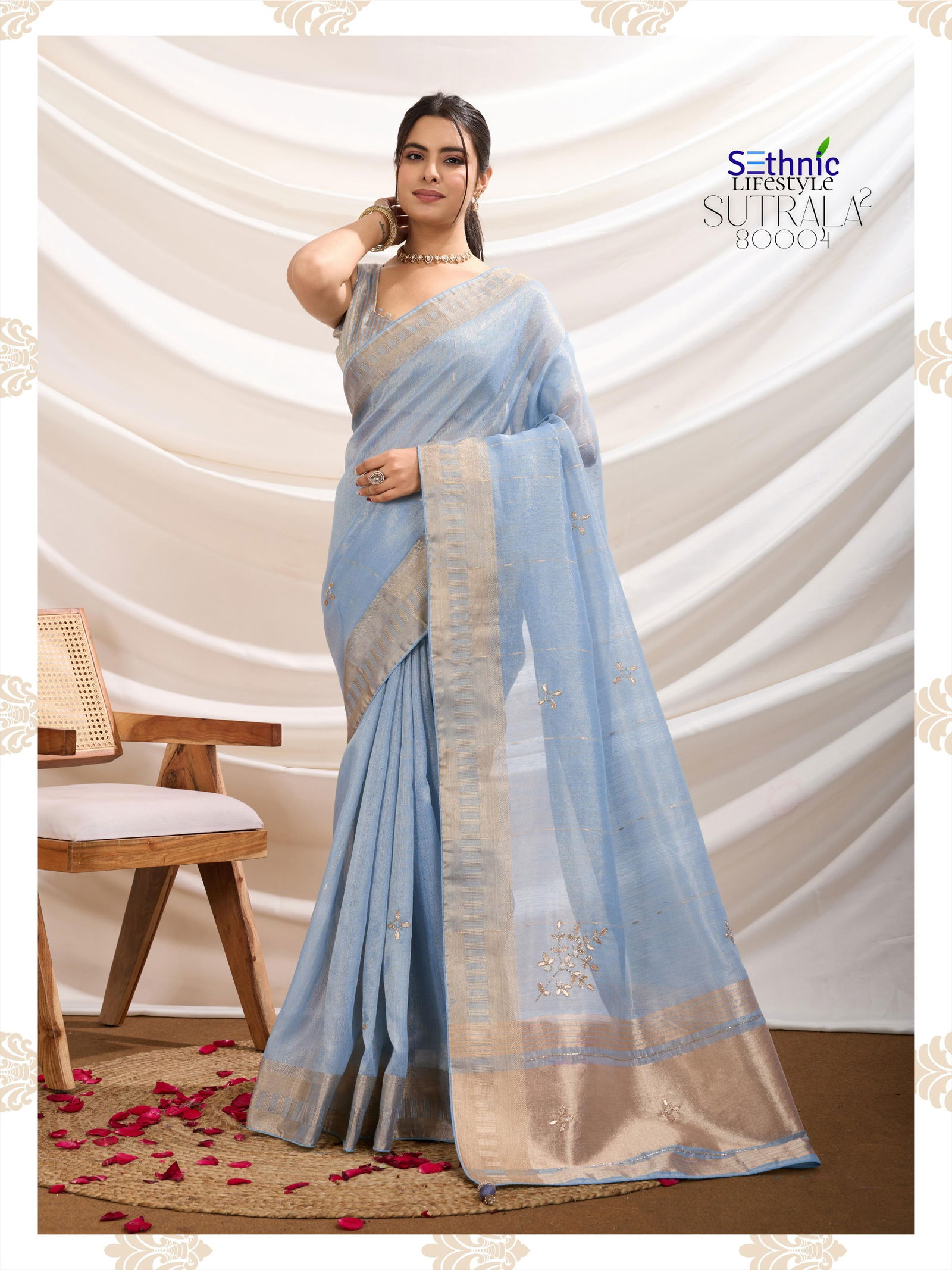 Sutrala 2 By Sethnic Tissue Linen Fancy Saree Wholesalers In Delhi
