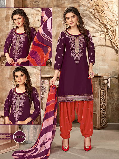 Patiyala 10 Latest Designer Festive Wear Cotton With Embroidery Work Top With Bottom And fancy Print Dupatta Dress Material Collection