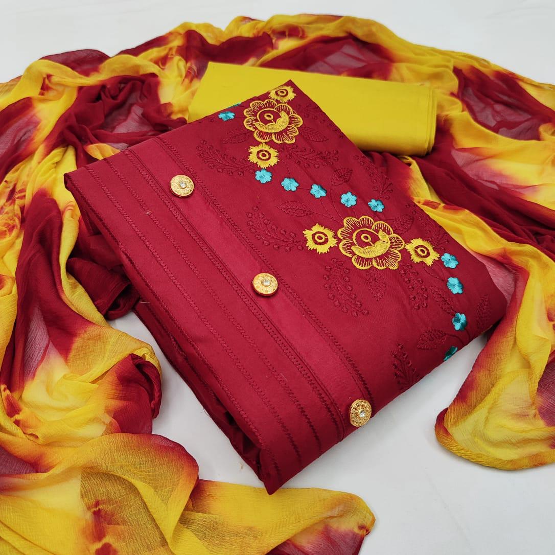 Meera Designer Suits 11 latest Casual Wear Cotton Panel Work Top And Bottom With Shaburi Print Dupatta Dress Material Collection