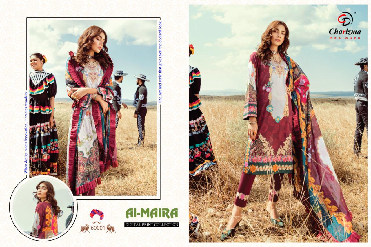 AL-MAIRA Charizma Digital print Embroidery & Bunch Patches Work  Most Hittest Design Pakistani Dress Collections
