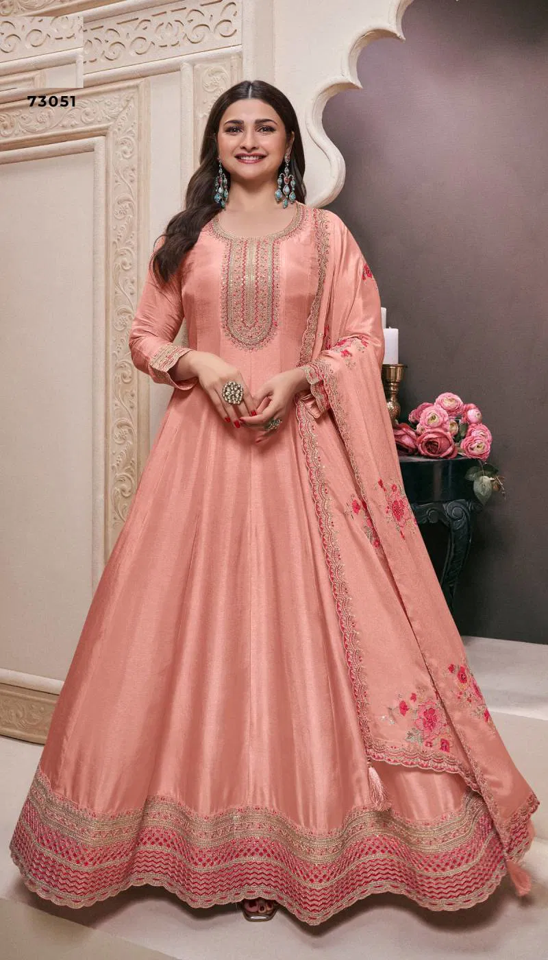 Naaz Super Hit 73051 To 73054 Silk Embroidered Anarkali Suit Wholesalers In Delhi