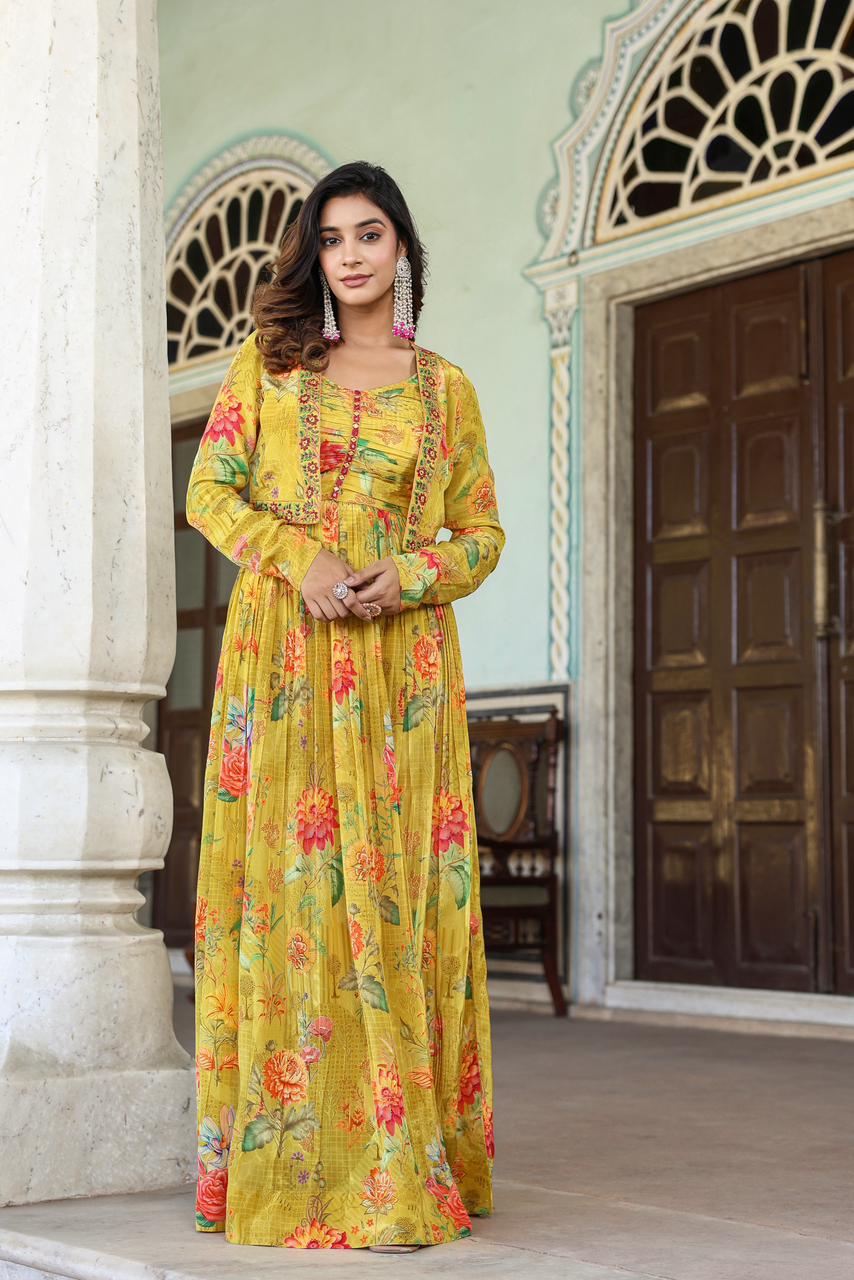 Pure Natural Crepe Gown With Kotee Catalog