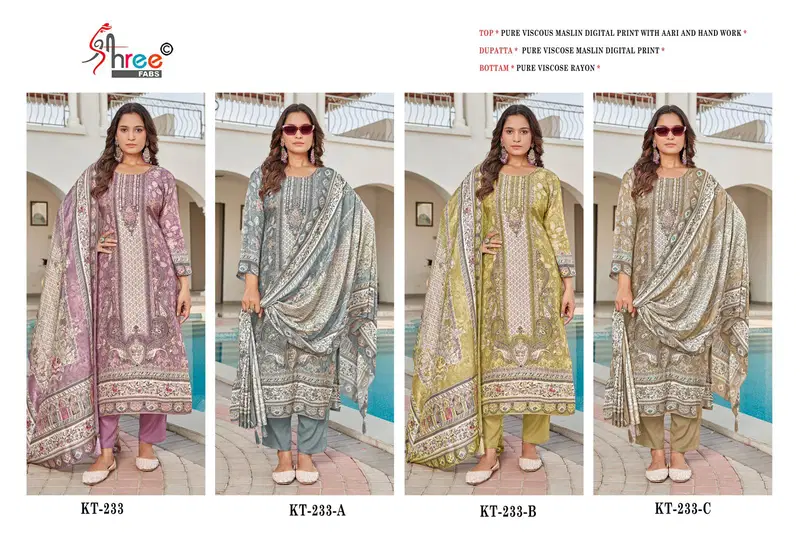 Kt 233 By Shree Viscose Maslin Digital Printed Wholesale Salwar Suits In India