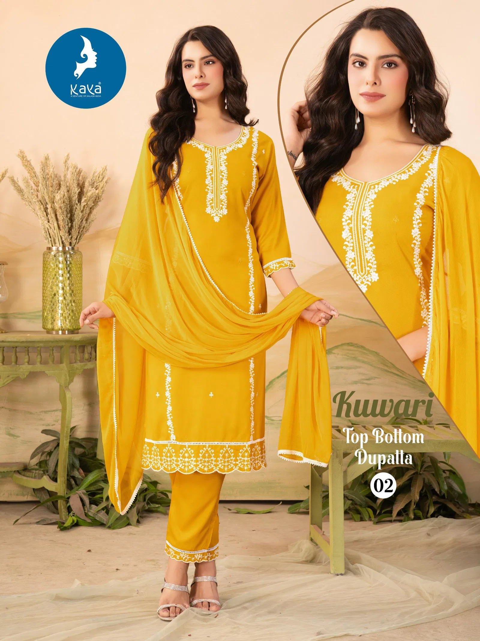 Kuwari By Kaya Rayon Surat Kurti With Bottom Dupatta Wholesale Market