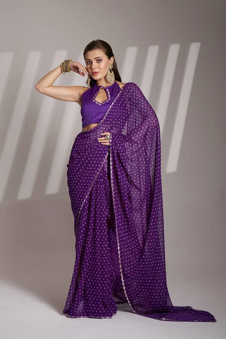 Ziva 42 Beautiful Bandhani Printed Georgette Saree Wholesalers In Delhi