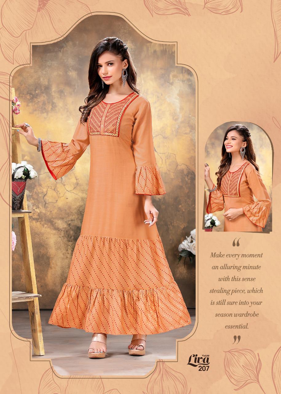 Ft Liva 2 Latest Fancy Heavy Rayon Printed Ethnic Wear Long Kurtis Collection
