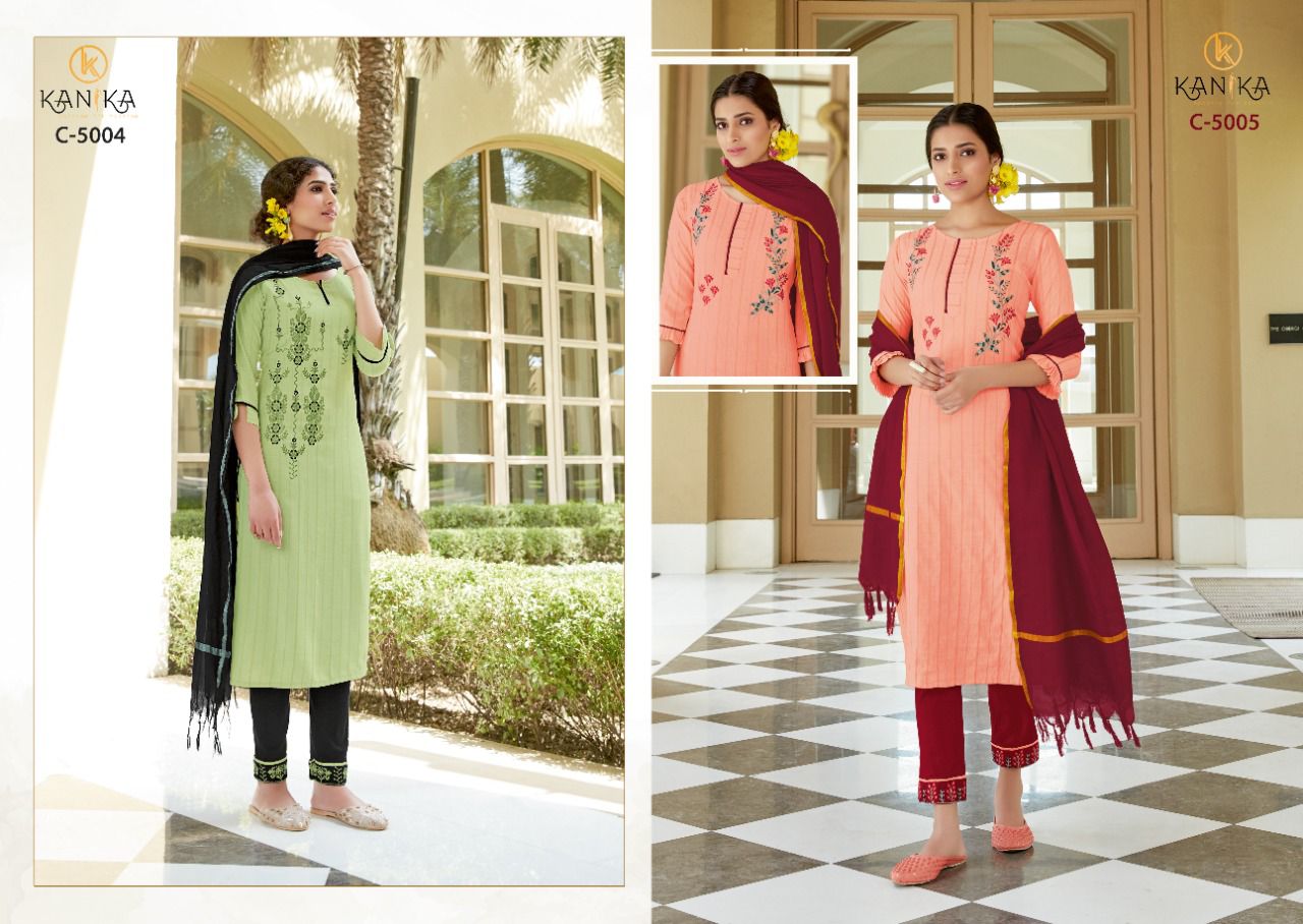 Kanika Charli Rayon Embroidery Festive Wear Designer Latest Ready Made Collection
