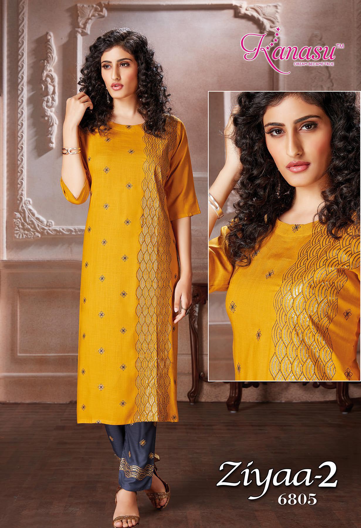 Kanasu Ziyaa 2 New Regular Wear Rayon Kurti With Pant Collection