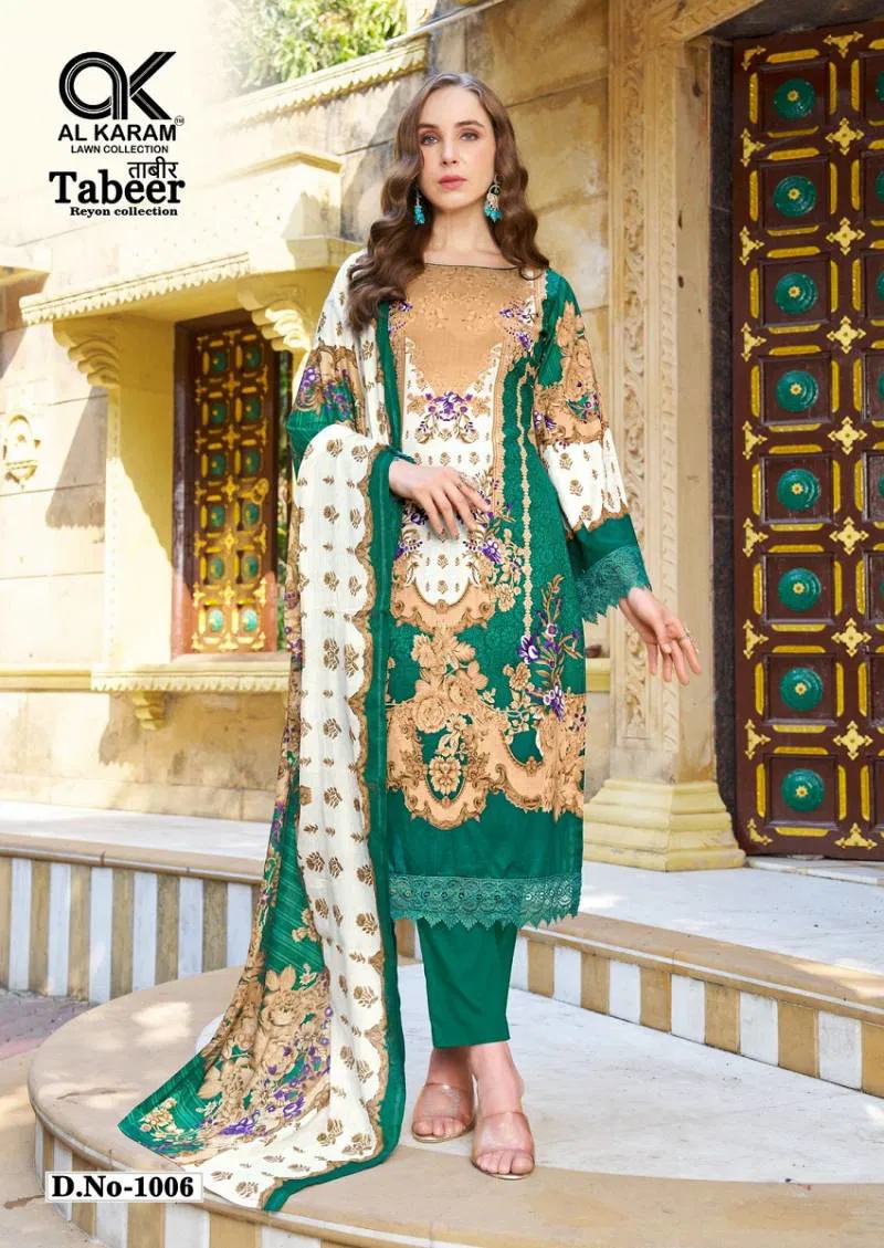 Tabeer Vol 1 By Al Karam Rayon Printed Karachi Dress Material Exporters In India