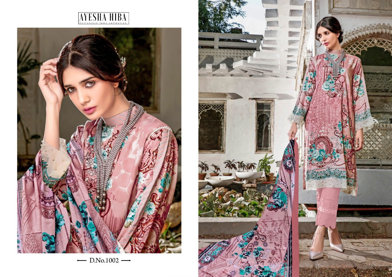 Ayesha Hiba Latest Fancy Designer Casual Wear Lawn Cotton Karachi Dress Materials Collection
