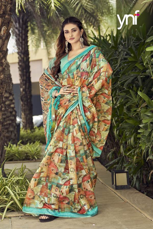 Ynf Vrajana Silk New Party Wear Organza Designer Printed Lining Saree Collection