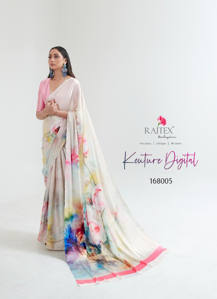 Rajtex Kouture Latest fancy regular Wear Digital Casual Wear Printed Sarees Collection
