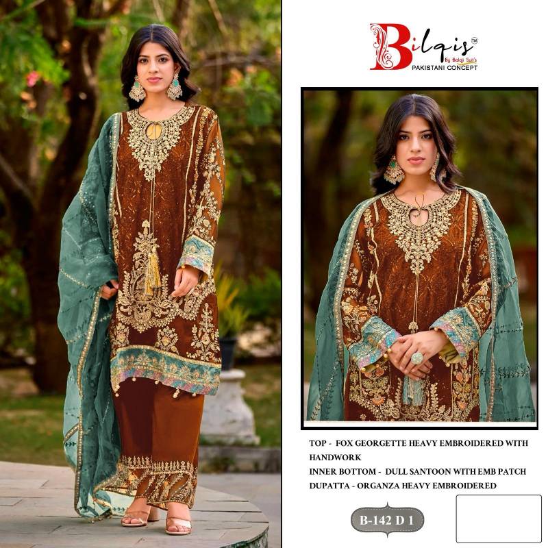 Bilqis B 142 A1 To D1 Georgette Pakistani Salwar Suit Wholesale Price In Surat
