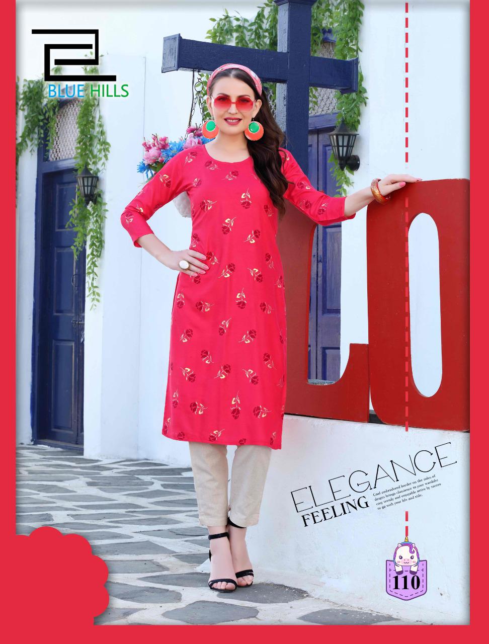 Blue Hills Divine fancy Ethnic Wear rayon With Gold Print Kurti With Bottom Designer Kurtis Collection