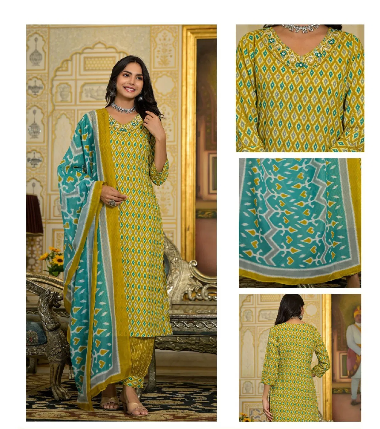Av Embroidery Straight Cut Kurti With Bottom Dupatta Suppliers In India
