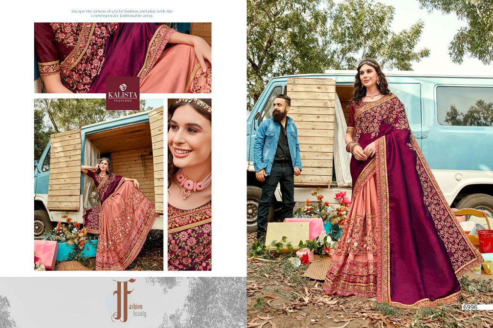 Kalista Khawaab 16 Latest Wedding Wear Embroidery And Stone Worked Silk Sarees Collection