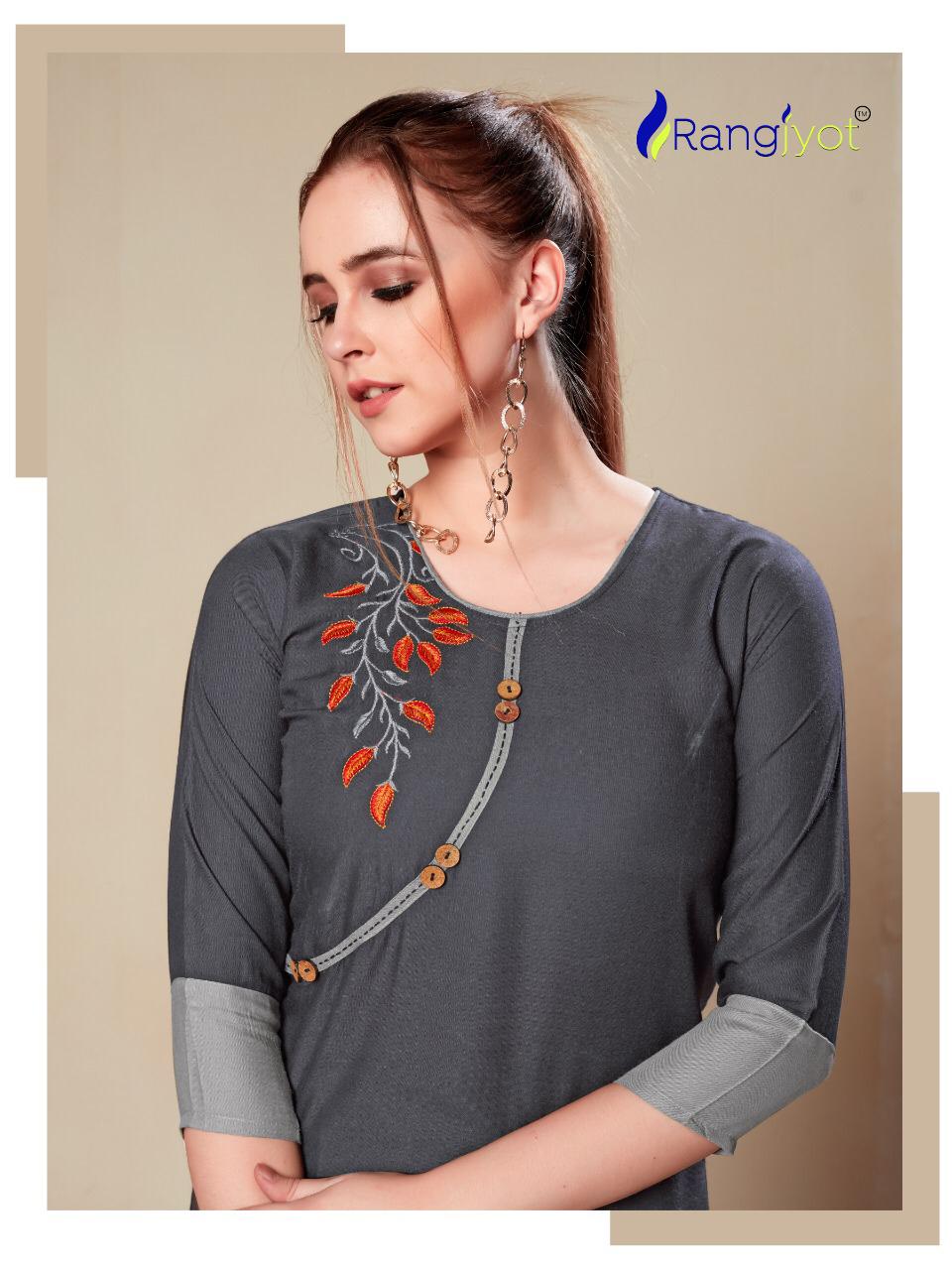 RANGJYOT MORIE VOL-1 Latest fancy Ethnic Wear Heavy rayon With embroidery work Kurtis Collection