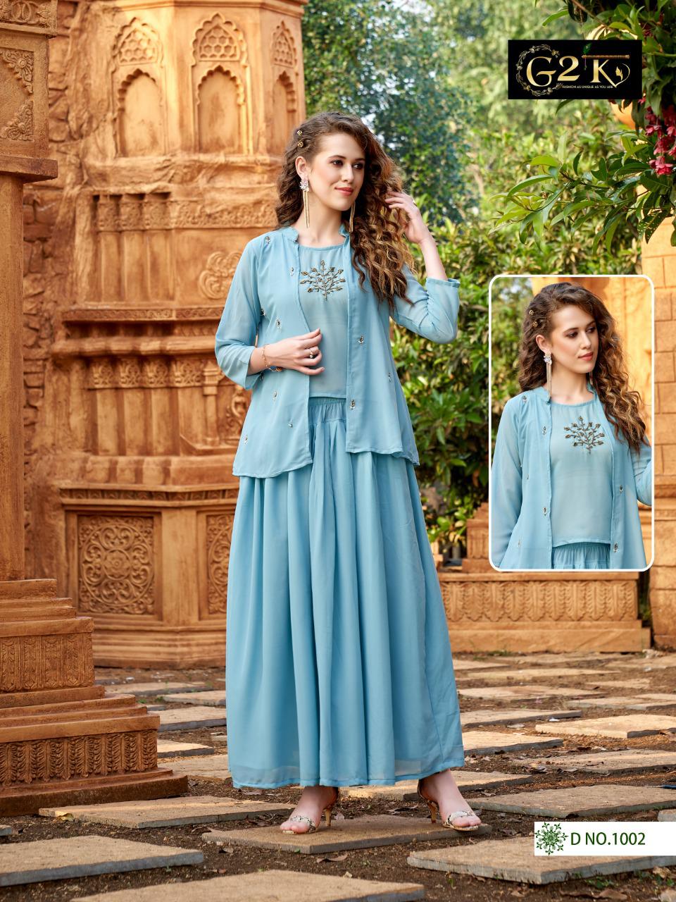 G2k Scarlett New Stylish Party Wear Top With Skirt And Jacket Latest Collection