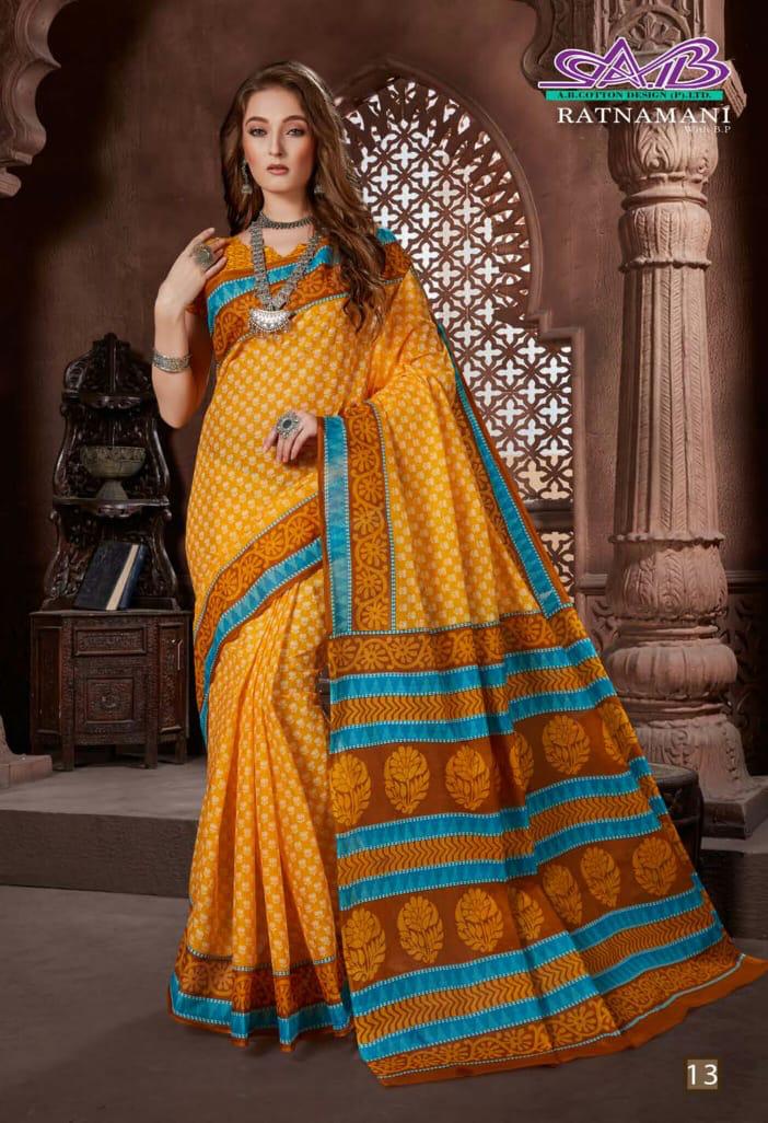 Ab Ratnamani 1 Latest Regular Wear Cotton weaving Designer Printed Sarees Collection
