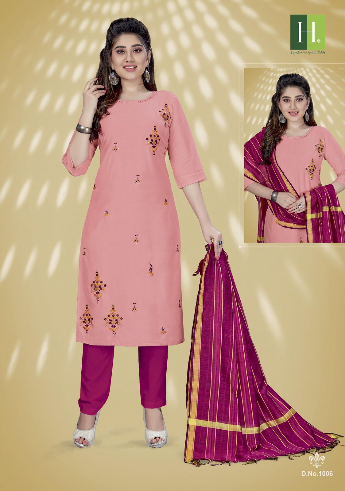 Hirwa Peacock Designer Ethnic Wear Fancy Embroidery Work Kurti With Dupatta Collection
