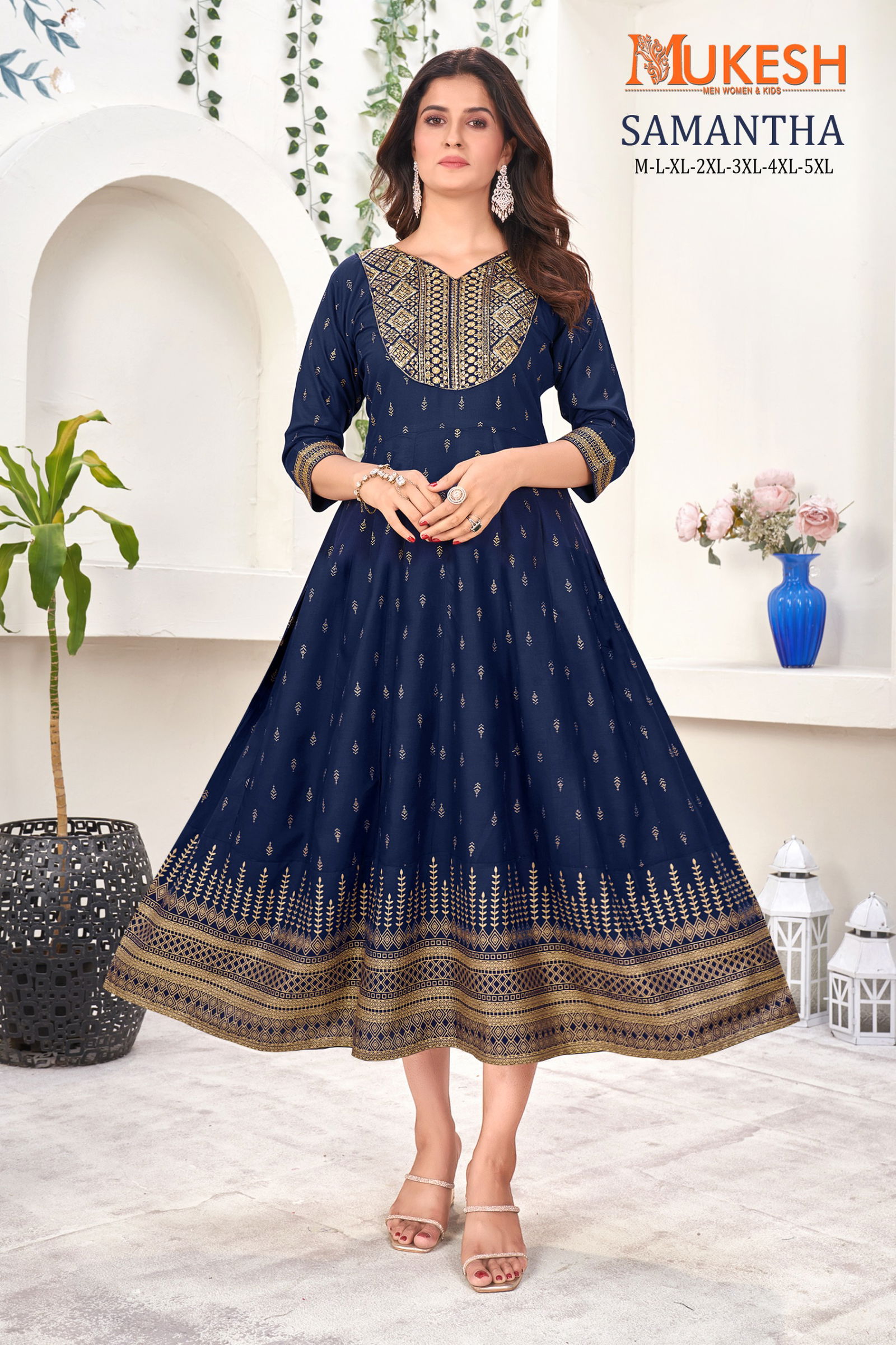 Samantha By Mukesh Rayon Embroidery Long Plus Size Kurtis Wholesalers In Delhi