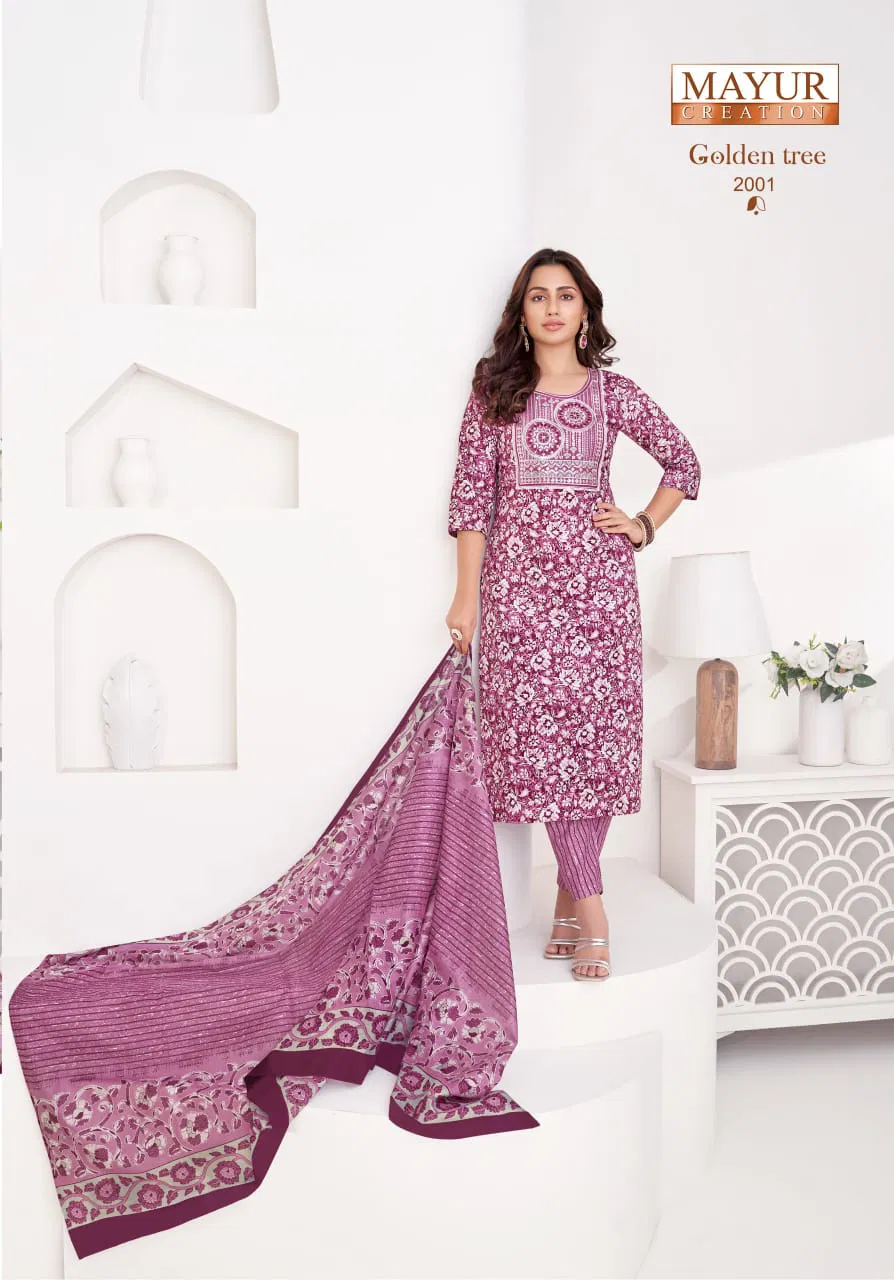 Golden Tree Vol 2 By Mayur Cotton Kurti With Bottom Dupatta Suppliers In India