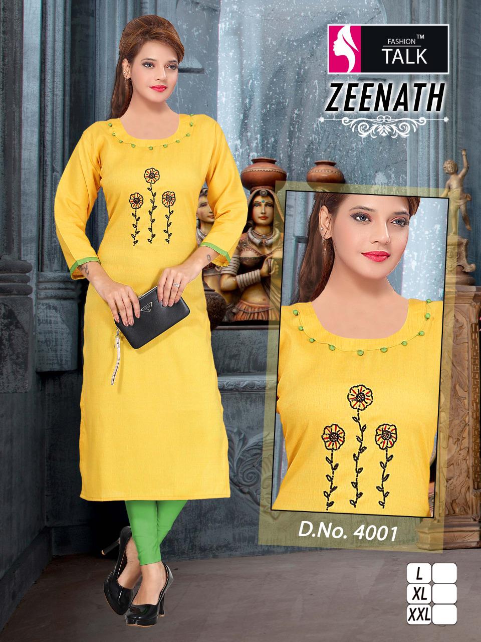 Ft Zeenath Fancy Regular Wear Rayon Handwork Designer Kurtis Collection

