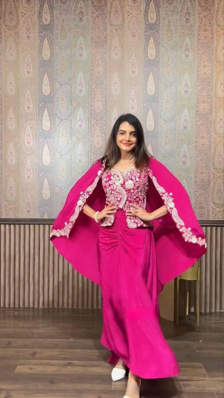 Bt 7093 Designer Chinon Embroidered Party Wear Indo Western Wholesale Clothing Suppliers In India