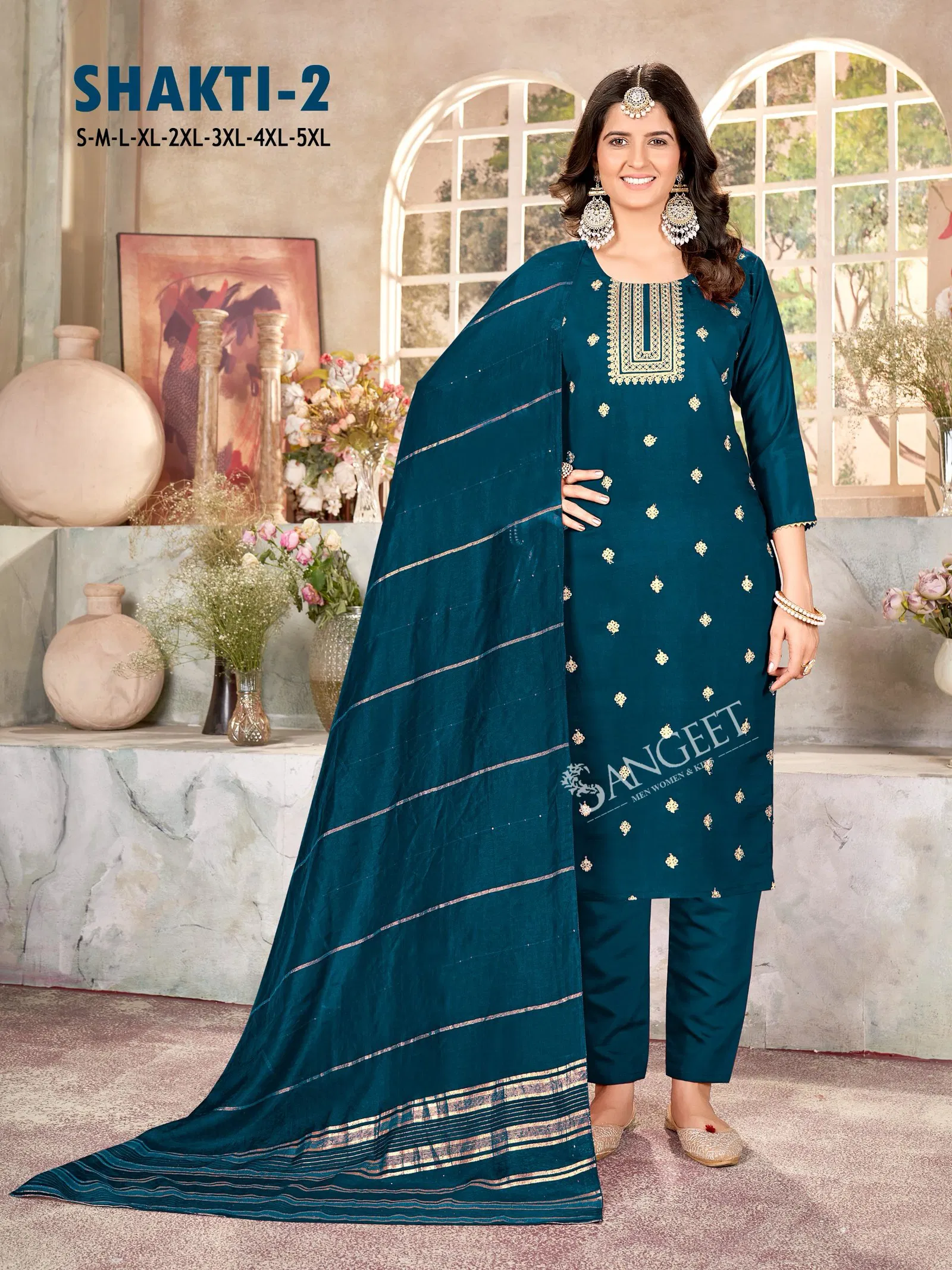Shakti 2 By Sangeet Roman Silk Kurti With Bottom Dupatta Exporters In India