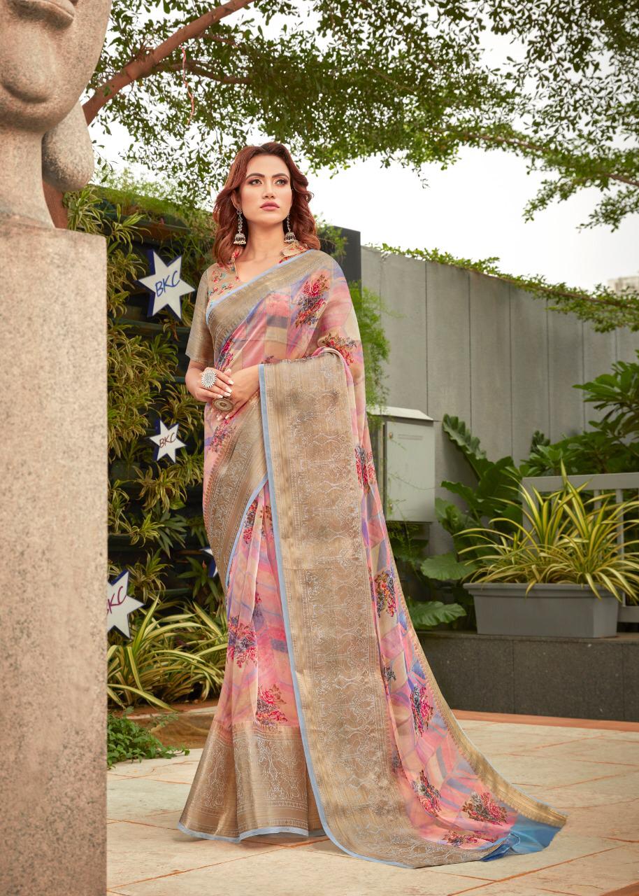 Shvetamber Peacock Kutthu Pattu Latest Designer Party Wear Stylish Digital Printed Organza Saree Collection 