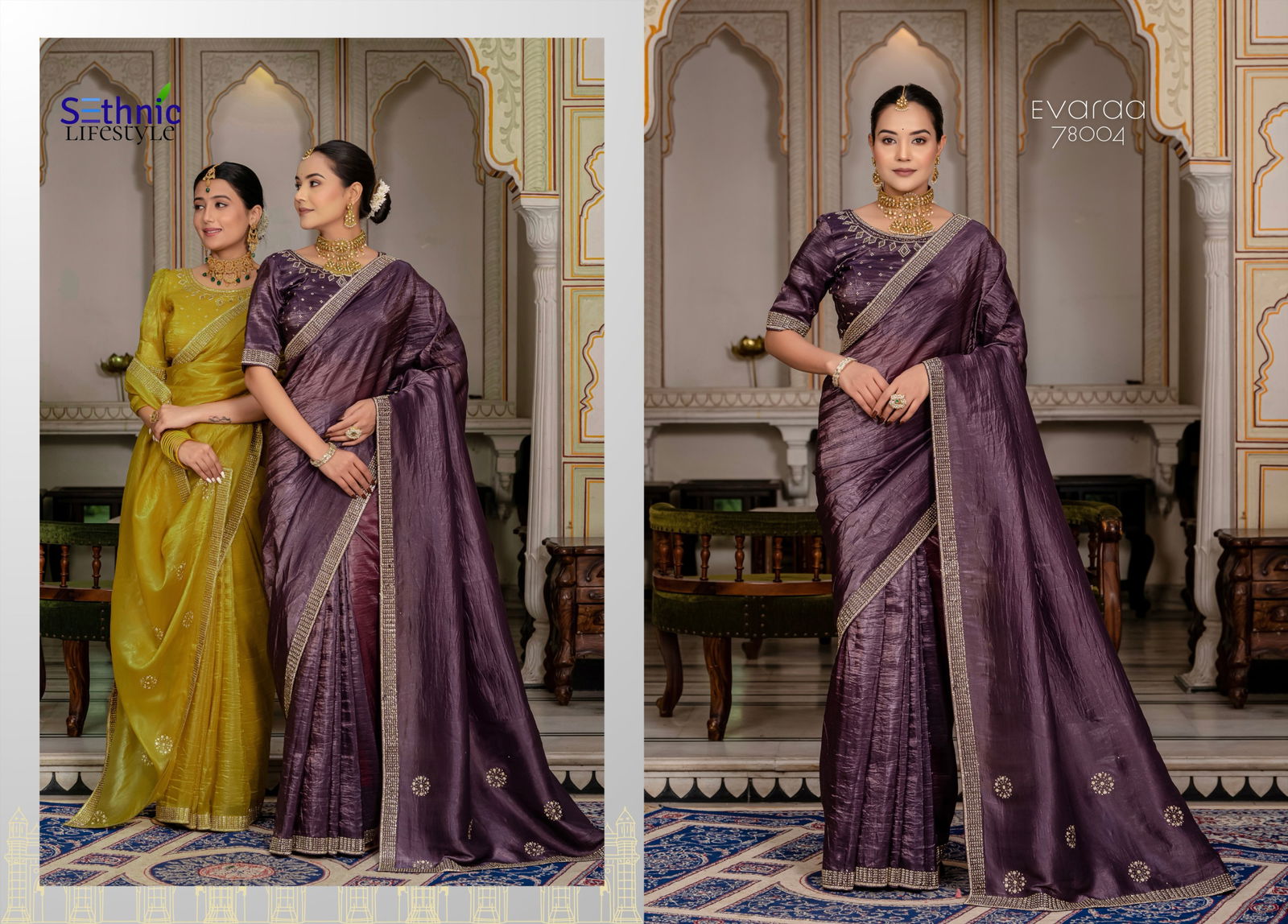 Evaraa By Sethnic Gold Crush Occasion Wear Saree Orders In India