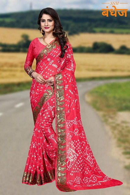 Ssm Dolly Latest Fancy Designer Bandhani Art Silk Bandhej Saree Collection
