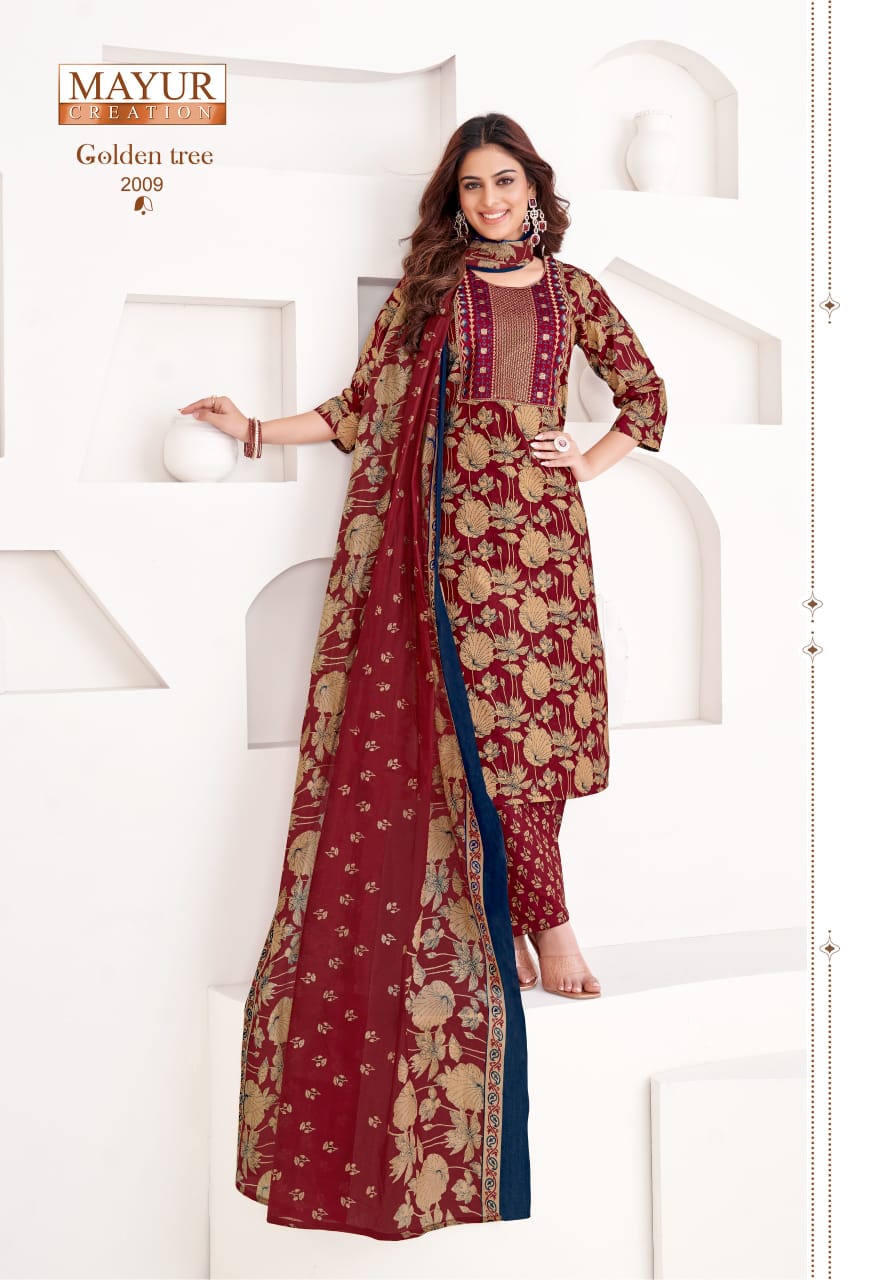 Golden Tree Vol 2 By Mayur Cotton Kurti With Bottom Dupatta Suppliers In India