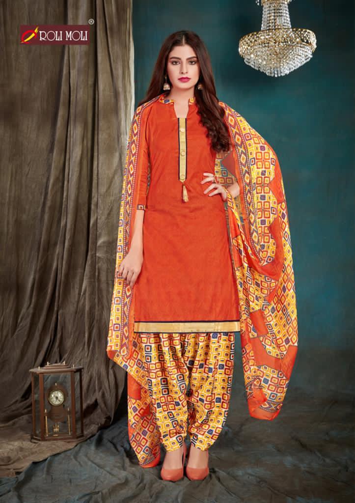 Roli Moli Royal Latest Fancy regular wear Patiyala Printed Cotton Dress Material Collection
