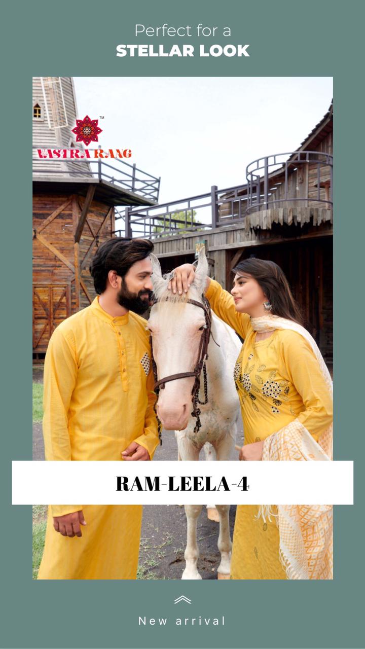 Vastra rang RAM LEELA VOL 4 Pure cotton Party Wear Couple Kurta Collection