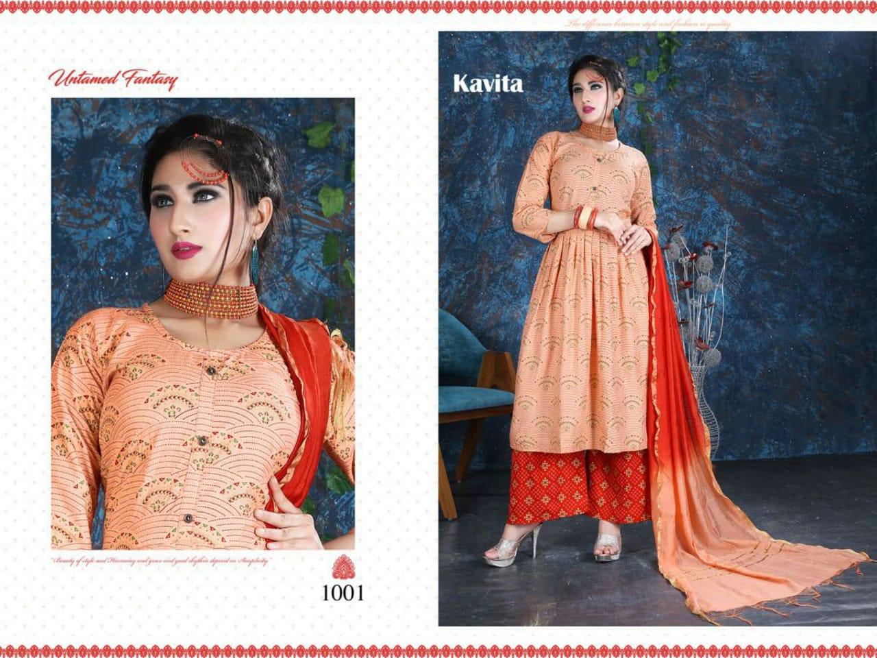 Fashion Talk Kavita 1 Latest Fancy Designer Regular Wear Rayon Top With Bottom Collection
