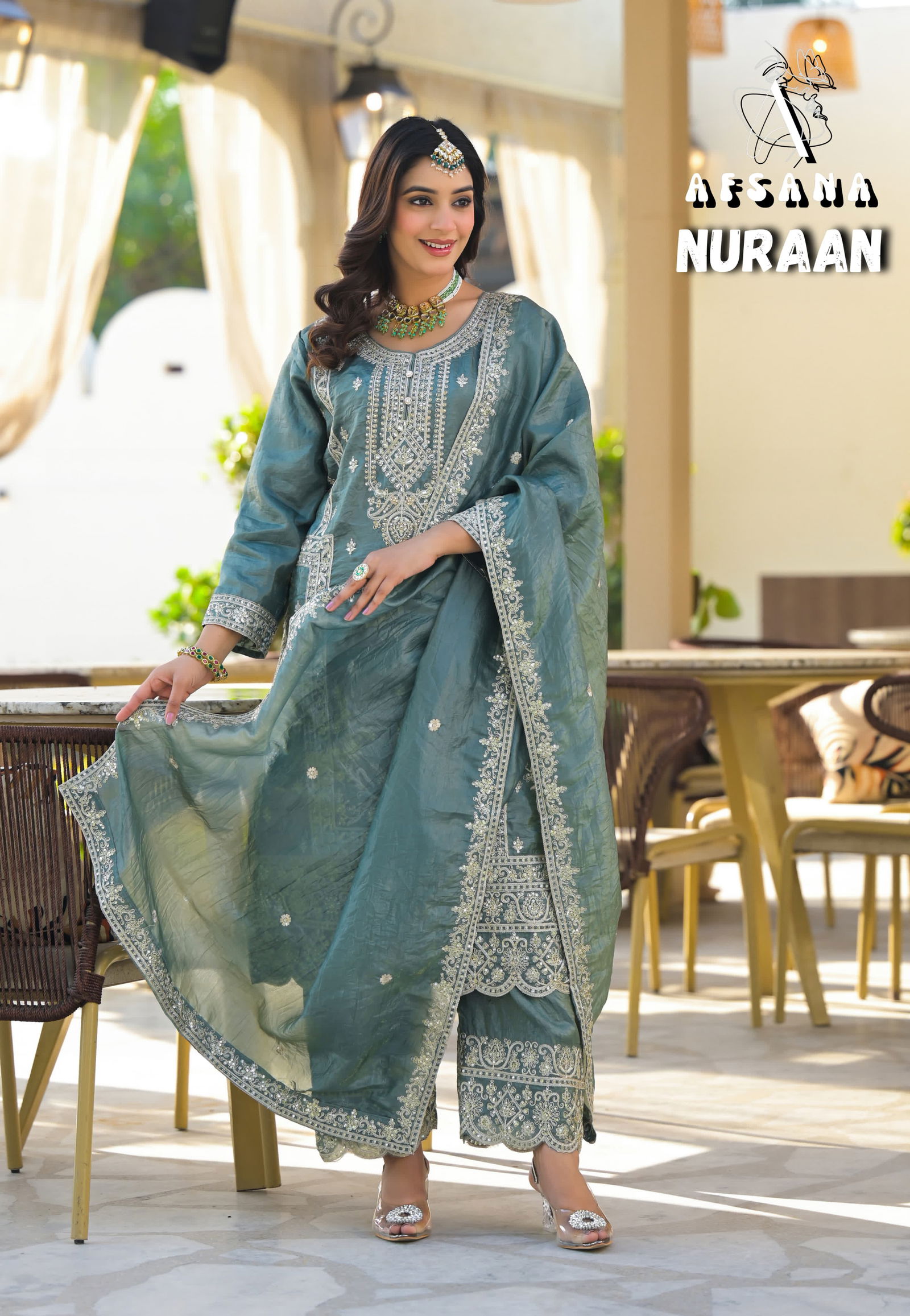 Nuraan By Afsana Gold Crush Embroidery Readymade Suits Wholesale Online